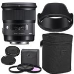 Sigma 24mm f/1.4 DG HSM Art Lens for Nikon F with AOM Starter Kit, Sigma Case, Hood, Ultraviolet Filter (UV) Polarizing Filter (CPL) Fluorescent Daylight Filter (FL-D)