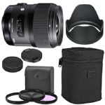 Sigma 35mm f/1.4 DG HSM Art Lens for Nikon DSLR Cameras + AOM Starter Kit, Sigma Case, Hood, Ultraviolet Filter (UV) Polarizing Filter (CPL) Fluorescent Daylight Filter (FL-D)