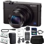 Sony Cyber-Shot DSC-RX100 III Digital Camera (DSCRX100M3/B) + 128GB AOM Pro Kit Combo Bundle - International Version (1 Year AOM Warranty)