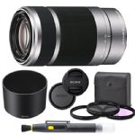 Sony E 55-210mm f/4.5-6.3 OSS Lens (Silver) for Sony E-Mount Cameras Bundle. Includes: Filter Kit, Cleaning Pen, Front and Rear Lens Caps and Original Sony Lens Hood