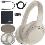 Sony WH-1000XM4 Wireless Noise-Canceling Over-Ear Headphones WH1000XM4/S (Silver) + AOM Starter Bundle: International Version