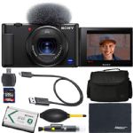 Sony ZV-1 Digital Camera (Black, DCZV1/B) + ZoomSpeed 128GB High Speed SDXC Memory Card + AOM Pro Bundle - International Version